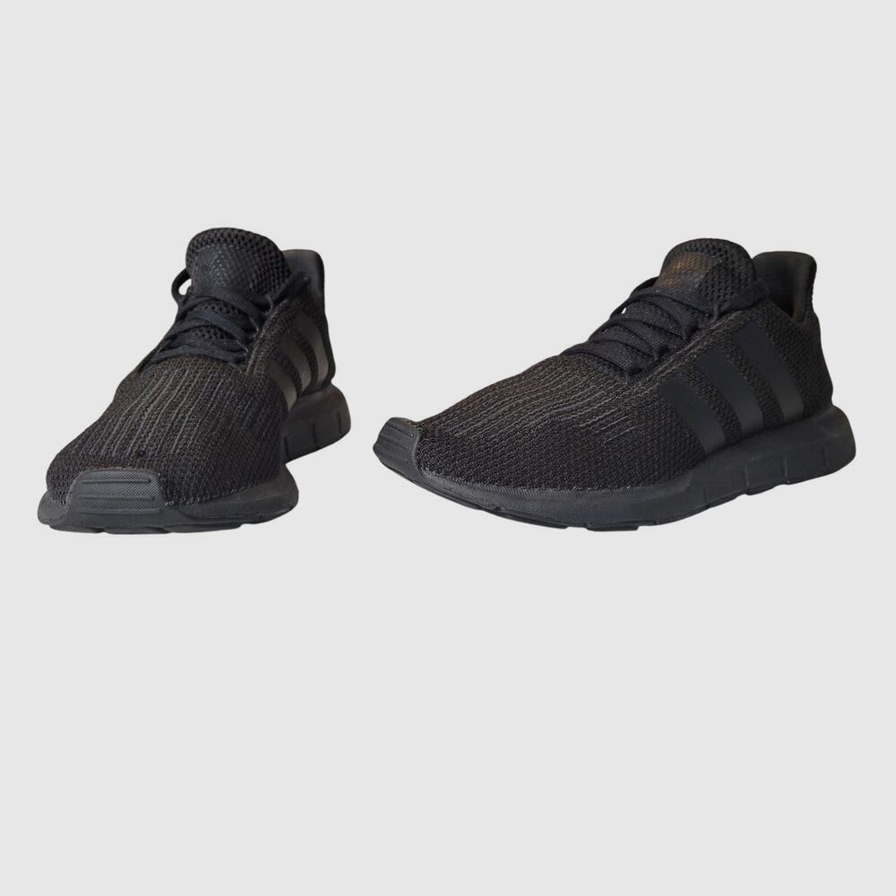 Adidas Sneakers Mens 7 Swift Run Black Knit Running Training Lightweight Lace Up